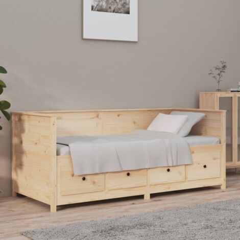 Vidaxl – Lit de jour en bois de pin massif 75x190 cm – Design multifonctionnel avec tiroirs de rangement – Idéal pour invités (1/5)