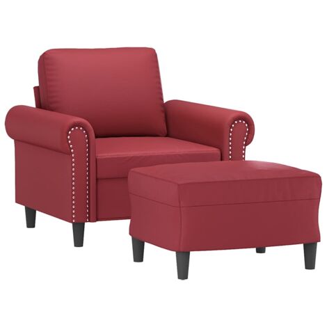 Fauteuil avec repose-pied Rouge bordeaux 60 cm Similicuir vidaXL (1/5)