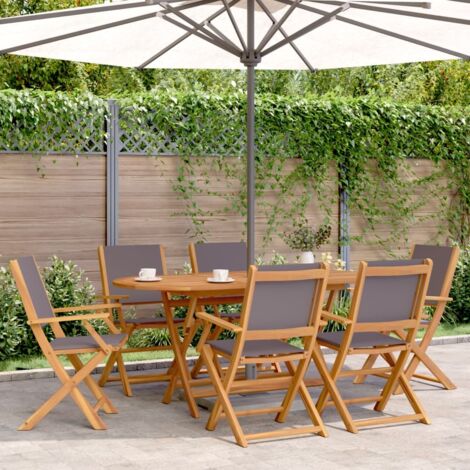 Chaises de jardin pliantes lot de 8 tissu et bois massif vidaXL
