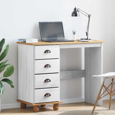 Bureau ASKIM Blanc 95 x 40 x 75 cm Bois massif en pin vidaXL