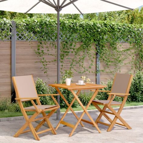 Ensemble de bistro 3 pcs taupe tissu et bois massif vidaXL (1/5)