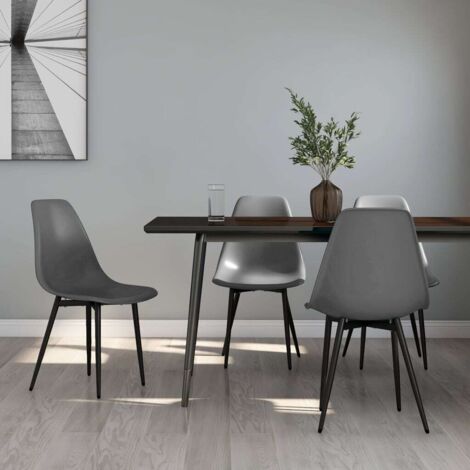 Vidaxl – Lot de 4 chaises à manger gris – Polypropylène et métal – Dossier incurvé ergonomique – Hauteur d'assise 47 cm – Dimensions 46 x 52 x 84 cm