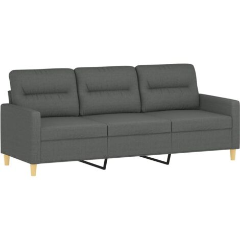Vidaxl – Canapé droit 3 places gris foncé 180 cm – Tissu 100% polyester – Design moderne – Confort optimal – Dimensions 198x77x80 cm - vidaXL607390