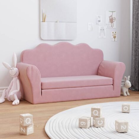 Vidaxl – Canapé-lit 2 places rose peluche douce – Housse amovible – Dimensions 94 x 34-90 x 48 cm – Pour lecture et sieste enfants