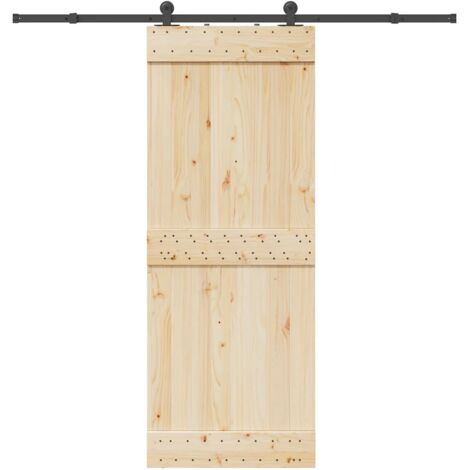 Vidaxl – Garniture de porte coulissante 213,5 cm – Acier noir – Roulements internes pour glissement silencieux – Guide au sol inclus