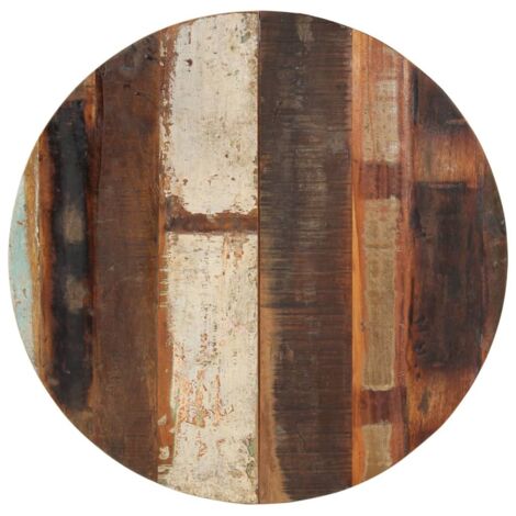 Vidaxl – Dessus de table rond 70 cm – Bois de récupération massif 15-16 mm – Finition polie et laquée – Unique et rustique (1/5)