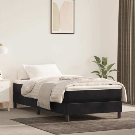 Vidaxl – Cadre de lit à lattes noir 90x200 cm – Velours doux – Pieds robustes pour stabilité – Lattes en contreplaqué pour répartition du poids