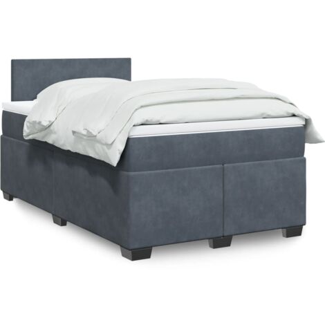 Sommier à lattes de lit et matelas gris foncé 120x190cm velours vidaXL (1/5)