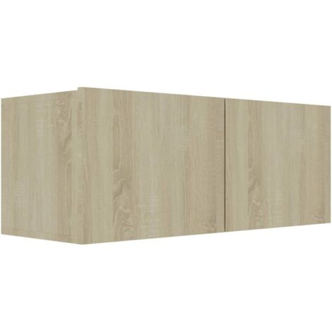 Vidaxl – Meuble TV chêne sonoma 80x30x30 cm – Bois d’ingénierie – 2 portes abattantes – Capacité de charge 60 kg (1/9)