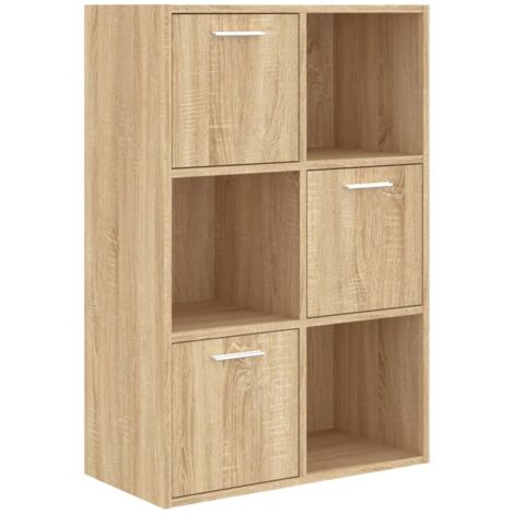 Vidaxl – Armoire de rangement chêne sonoma 60x29,5x90 cm – Bois d'ingénierie – 3 cubes ouverts et 3 cubes avec portes – Assemblage requis