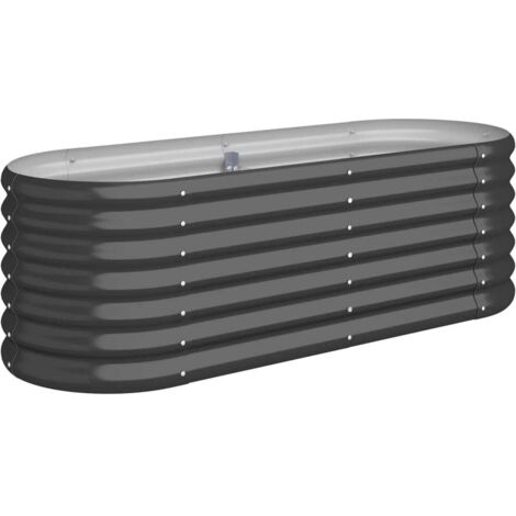 Vidaxl – Lit surélevé de jardin en acier enduit de poudre anthracite – Dimensions 114 x 40 x 36 cm – Résistant aux intempéries