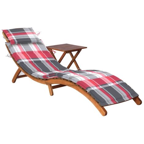 Chaise longue de jardin avec table et coussin Bois d'acacia vidaXL