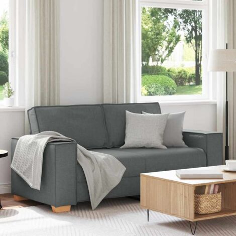 Vidaxl – Canapé convertible 2 places gris foncé 140 cm – Tissu polyester durable – Accoudoirs larges – Confort optimal pour salon
