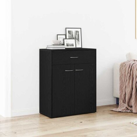 Vidaxl – Buffet noir avec tiroir en bois d'ingénierie 60 x 30 x 75 cm – Design minimaliste pour salon ou salle à manger – Assemblage requis - NOIR 60 X