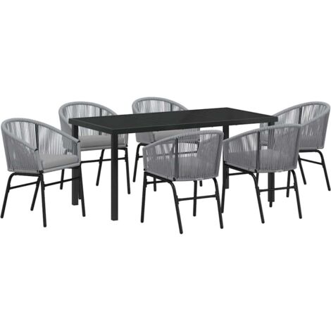 Ensemble de salle à manger pour jardin 7 pcs Gris Poly rotin vidaXL (1/5)