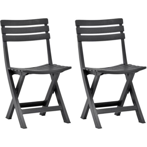 Chaises de jardin pliables lot de 2 Plastique Anthracite vidaXL