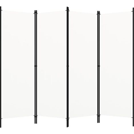 Vidaxl – Cloison de séparation 4 panneaux en tissu polyester blanc 200x180 cm – Cadre en fer enduit de poudre – Écran d'intimité pliable