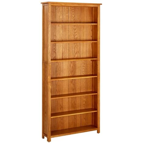 Vidaxl – Bibliothèque en bois de chêne massif 90x22,5x200 cm – 7 étagères – Finition naturelle – Design intemporel pour salon et bureau