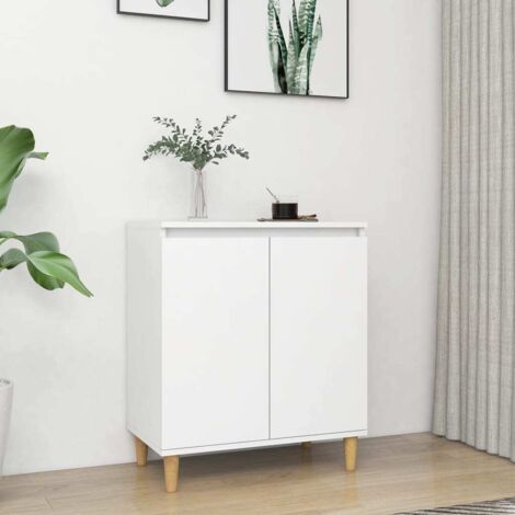Vidaxl – Buffet scandinave blanc 60x35x70 cm – Bois massif d'eucalyptus – 2 compartiments de rangement – Facile à nettoyer