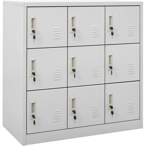 Vidaxl – Armoire à casiers gris clair 90x45x92,5 cm – Acier – 9 casiers avec serrures – Capacité de charge 90 kg – Pour bureaux et écoles