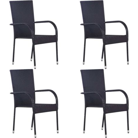 Vidaxl – Chaises empilables d'extérieur lot de 4 – Résine tressée résistante à l'eau – Acier enduit de poudre – Charge maximale 110 kg