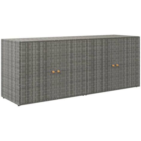 Vidaxl – Armoire de jardin gris 198x55,5x80 cm – Résine tressée résistante aux intempéries – Cadre en acier enduit de poudre – Grand espace de rangement