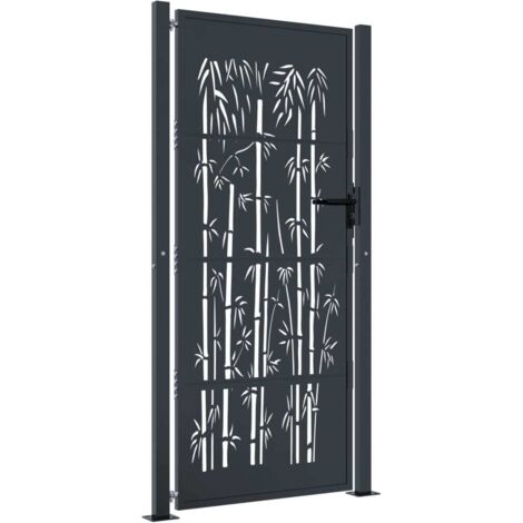 Vidaxl – Portail de jardin anthracite 105x205 cm – Acier galvanisé avec revêtement en poudre – Système verrouillable – Design découpé au laser