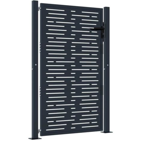 Vidaxl – Portail fer et acier anthracite 105x155 cm – Design découpé au laser – Résistant aux intempéries – Système verrouillable