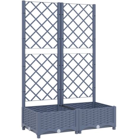 Vidaxl – Jardinière de jardin avec treillis gris foncé 80x40x121,5 cm – PP résistant aux intempéries – Support pour plantes grimpantes