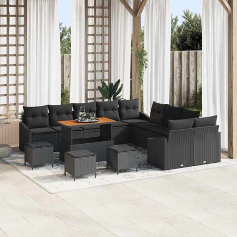 Ensemble de canapé de jardin 13 pcs Noir 100 x 100 x 71 cm vidaXL (1/5)