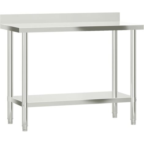 Table de travail de cuisine avec dosseret 110x55x93 cm inox vidaXL (1/6)
