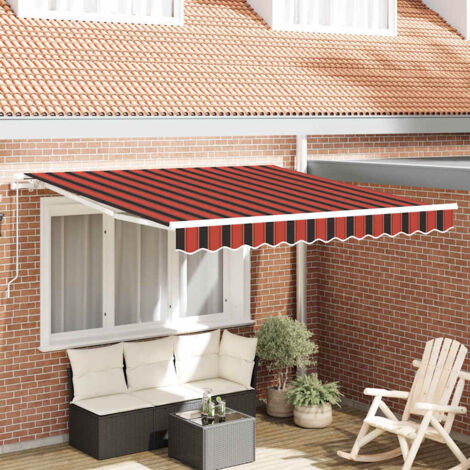 Auvent Rétractable Rayé Orange et marron 350 x 250 cm tissu vidaXL (1/5)