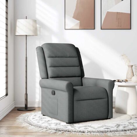 Vidaxl – Fauteuil relax inclinable gris foncé – Tissu respirant et durable – Inclinaison manuelle jusqu'à 135° – Poche latérale pratique (1/6)