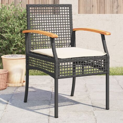 Chaises de jardin coussins lot de 4 noir résine tressée acacia vidaXL (1/5)