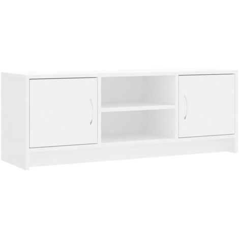Vidaxl – Meuble TV blanc 102x30x37,5 cm en bois d'ingénierie – 4 compartiments de rangement – Surface résistante à l'humidité