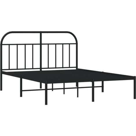 Cadre de lit métal sans matelas avec tête de lit noir 140x190cm vidaXL (1/5)