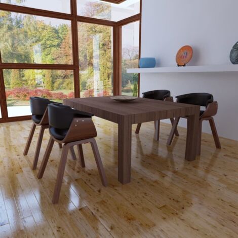 Vidaxl – Lot de 4 chaises à manger en bois courbé et similicuir – Design ergonomique – Confort optimal – Dimensions 59,5 x 51 x 72 cm (1/5)