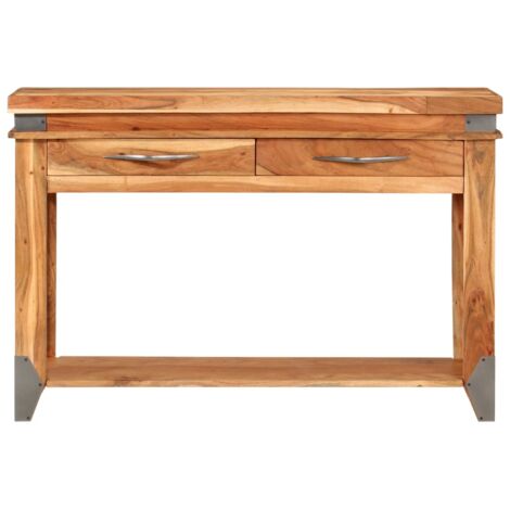 Vidaxl – Table console en bois d'acacia massif 110x34x74 cm – 2 tiroirs – Finition naturelle – Meuble élégant pour décoration intérieure (1/6)