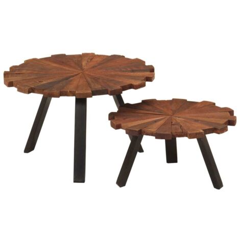 Tables basses 2 pcs bois massif récupéré et fer vidaXL (1/5)
