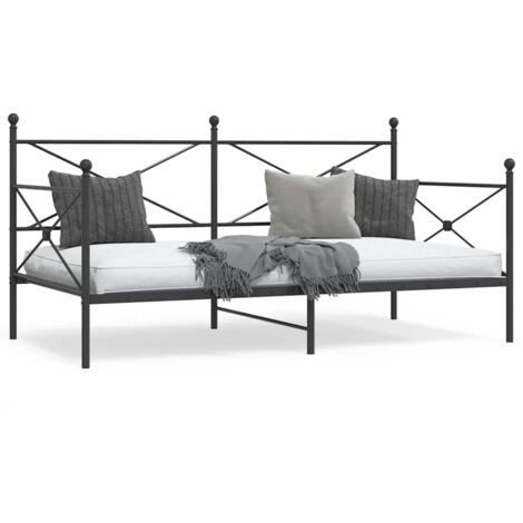 Lit de jour sans matelas noir 100x190 cm acier vidaXL (1/5)