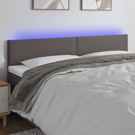 Tête de lit à LED Gris 180x5x78/88 cm Similicuir vidaXL