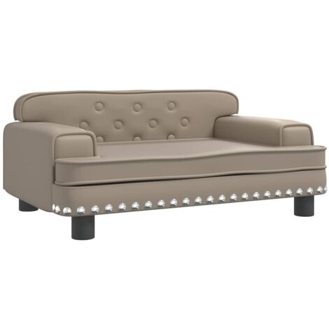 Vidaxl – Lit pour chien cappuccino 70x45x30 cm – Similicuir imperméable – Rembourré en mousse épaisse – Cadre en bois robuste (1/6)