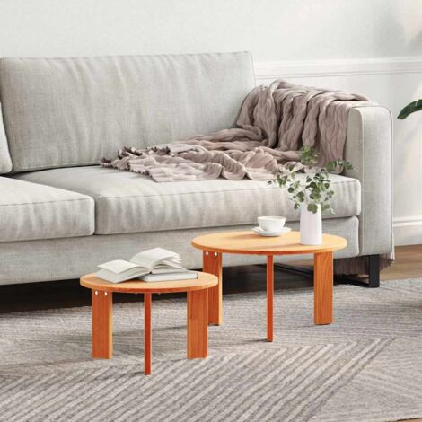 Table basse 2 pcs Marron cire 47,5 x 47,5 x 27 cm vidaXL (1/5)