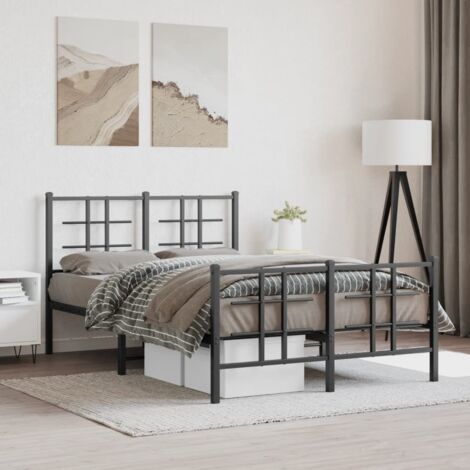 Cadre de lit métal sans matelas avec pied de lit noir 120x190cm vidaXL (1/5)