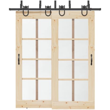 Kit de quincaillerie de porte coulissante 200 cm Acier Noir vidaXL (1/5)