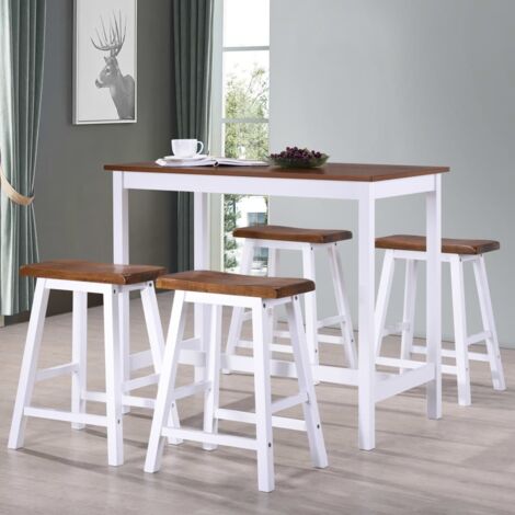 Table et tabouret de bar 5 pcs Bois massif vidaXL (1/8)