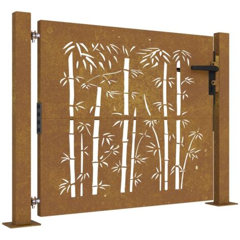 Portail de jardin 105x105 cm acier corten design de bambou vidaXL
