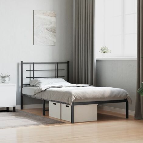 Cadre de lit métal sans matelas et tête de lit blanc 100x190 cm vidaXL (1/5)