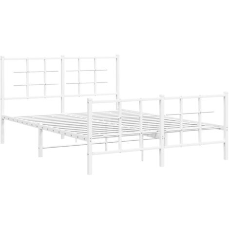 Cadre de lit métal sans matelas et pied de lit blanc 140x190 cm vidaXL (1/5)