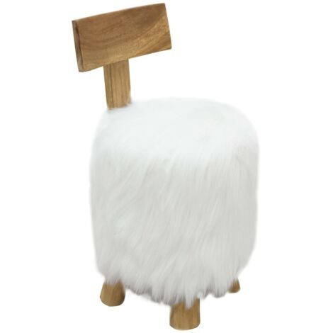 Tabouret Blanc Bois de teck massif vidaXL